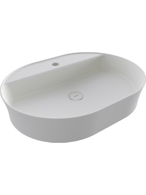 Bocchı Bocchi Sottile Slim Line Batarya Bankli Oval Lavabo 60X45CM. Mat Beyaz - 1600-002-0126