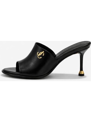 Patron Shoes Kadın Ince Topuklu Deri Görünümlü Terlik – Şık Günlük & Gece Kullanım Açık Burun Topuklu Terlik