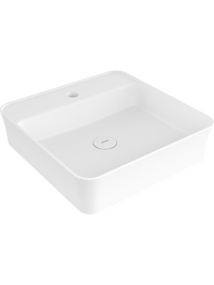 Bocchı Bocchi Sottile Slim Line Batarya Bankli Kare Lavabo 45X45CM. Mat Beyaz - 1598-002-0126