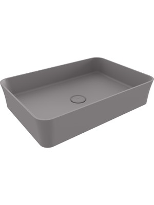 Bocchı Bocchi Sottile Slim Line Tezgah Üstü Di̇kdörtgen 55X38CM. Lavabo - Mat Gri̇ - 1476-006-0125