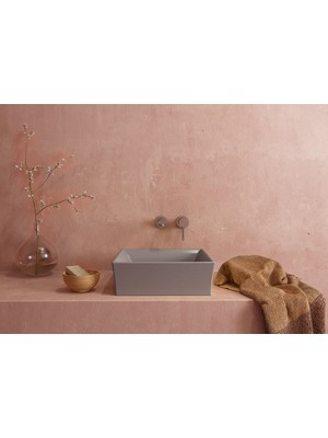 Bocchı Bocchi Vessel Di̇kdörtgen Lavabo 56X38 cm -Mat Gri̇ - 1172-006-0125