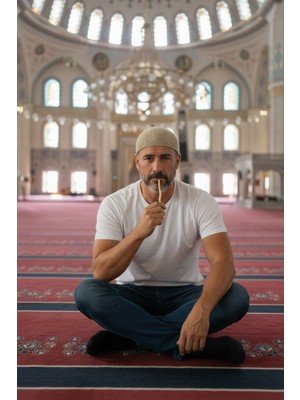 Giyu Shop Misvak Hediyeli Dokuma Örgü Desenli Takke Kaliteli Namaz Takkesi