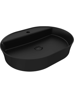 Bocchı Bocchi Sottile Slim Line Batarya Bankli Oval Lavabo 60X45CM. Mat Si̇yah - 1600-004-0126