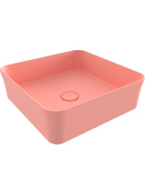 Bocchı Bocchi Sottile Slim Line Tezgah Üstü Kare 38X38CM. Lavabo - Mat Somon - 1477-032-0125
