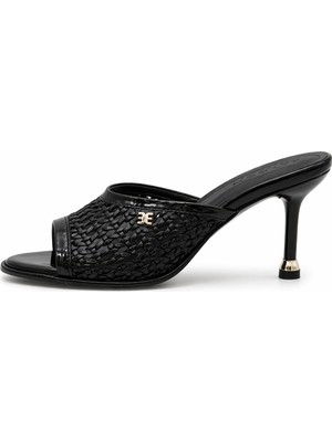 Patron Shoes Kadın Örgü Detaylı Ince Topuklu Terlik – Şık Günlük ve Abiye Kullanım Açık Burun Terlik
