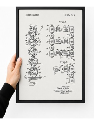 Pegziz Dna Modeli Patent Çizimi Tablosu Moleküler Yapı Sistemi Duvar Dekor Tablo