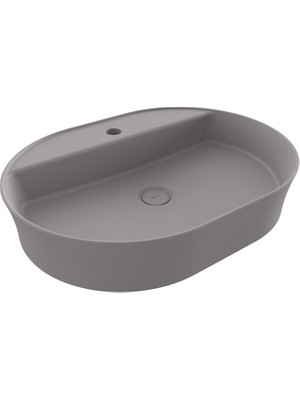 Bocchı Bocchi Sottile Slim Line Batarya Bankli Oval Lavabo 60X45CM. Mat Gri̇ - 1600-006-0126