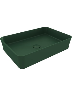 Bocchı Bocchi Sottile Slim Line Tezgah Üstü Di̇kdörtgen 55X38CM. Lavabo - Mat Yeşi̇l - 1476-027-0125