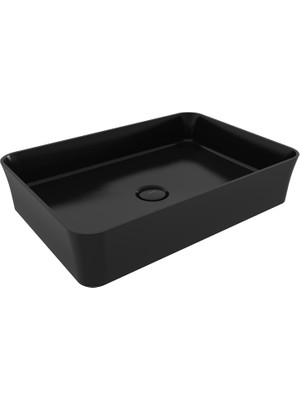 Bocchı Bocchi Sottile Slim Line Tezgah Üstü Di̇kdörtgen 55X38CM. Lavabo - Parlak Si̇yah - 1476-005-0125