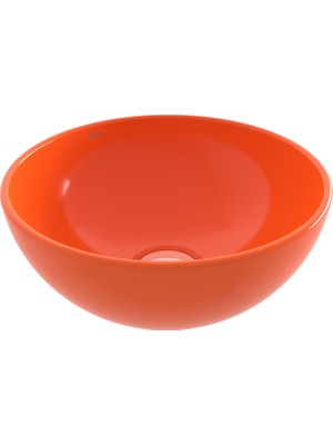 Bocchı Bocchi Sottile Slim Line Tezgah Üstü Yuvarlak 26CM. Lavabo - Parlak Turuncu - 1471-012-0125