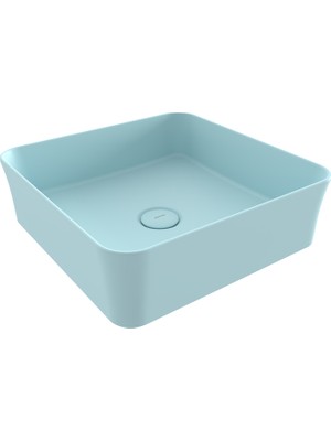 Bocchı Bocchi Sottile Slim Line Tezgah Üstü Kare 38X38CM. Lavabo - Mat Buz Mavi̇si̇ - 1477-029-0125