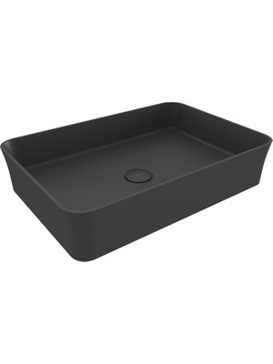Bocchı Bocchi Sottile Slim Line Tezgah Üstü Di̇kdörtgen 55X38CM. Lavabo - Mat Antrasi̇t - 1476-020-0125