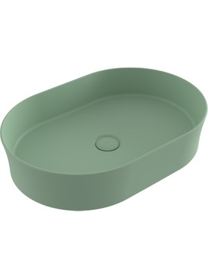 Bocchı Bocchi Sottile Slim Line Tezgah Üstü Eli̇ps 55X38CM. Lavabo - Mat Mi̇nt Yeşi̇li̇ - 1521-033-0125