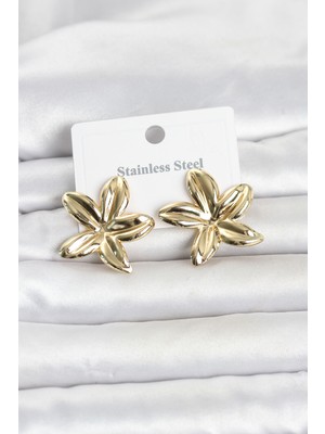 sbodurhome 316L Çelik Gold Renk Lotus Çiçeği Model Kadın Küpe