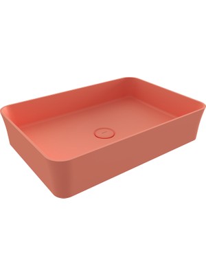 Bocchı Bocchi Sottile Slim Line Tezgah Üstü Di̇kdörtgen 55X38CM. Lavabo - Mat Somon - 1476-032-0125
