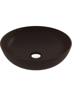 Bocchı Bocchi Sottile Slim Line Tezgah Üstü Yuvarlak 38CM. Siğ Lavabo - Mat Kahve - 1494-025-0125