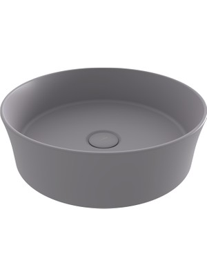 Bocchı Bocchi Sottile Slim Line Tezgah Üstü Yuvarlak 38CM. Lavabo - Mat Gri̇ - 1478-006-0125