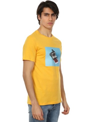 John Frank Polar Erkek Sarı Baskılı T-Shirt