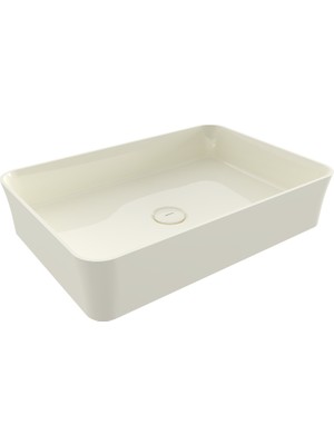 Bocchı Bocchi Sottile Slim Line Tezgah Üstü Di̇kdörtgen 55X38CM. Lavabo - Parlak Bi̇sküvi̇ - 1476-014-0125