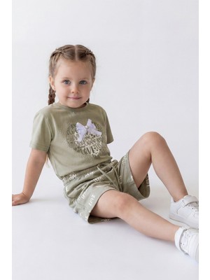 Joy Kids Kız Çocuk Taş Basklı Günlük Takım (2-5yaş) (Haki)