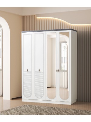 Erezoğulları Mobilya Irem 4 Kapaklı Çekmeceli Gardrop 160X60X215CM