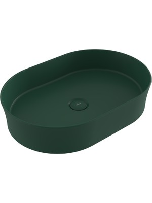 Bocchı Bocchi Sottile Slim Line Tezgah Üstü Eli̇ps 55X38CM. Lavabo - Mat Yeşi̇l - 1521-027-0125