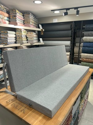 Sowso Premium Salıncak Minderi 50x165x9 cm | Gri Sert Sünger | Keten Kumaş & Fermuarlı Kolay Yıkanabilir | Pratik Bağcıklı | Açık Gri