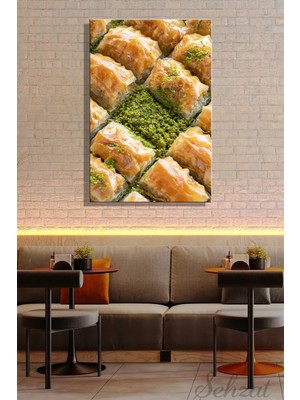 Şehzat Dikey Tekli Kanvas Duvar Tablosu Lokanta Kafe Restoran Fırın Baklava Fıstık Pastane Tatlı Iş