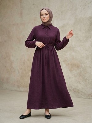 Miostil Beli Tünelli Elbise-Bordo