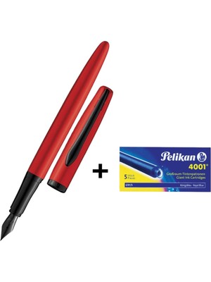 Pelikan Jazz Noble Dolma Kalem M Uç Kırmızı & 5'li Dev Kartuş