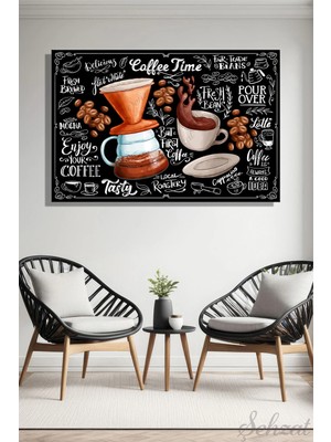 Şehzat Yatay Tekli Kanvas Duvar Tablosu Lokanta Kafe Restoran Mutfak Kahve Cappuccino Aroma Çekirdek Iş