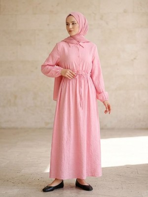Miostil Beli Tünelli Elbise-Pembe