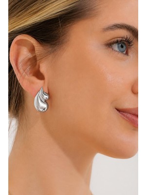 New Obsessions Gümüş Rengi Bubble Çelik Küpe
