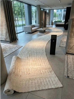 Dmr Halıcılık Dinarsu Fur Krem Modern Kaymaz Taban Salon Hol, Koridor Mutfak Yıkanabilir Jel Kesme Yolluk  KRM01