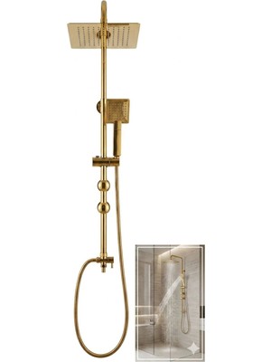 Kayatex Online Modern Gold Yağmurlama Duş Takımı - Kararmaya Dayanıklı Şık Banyo Duş Sistemi