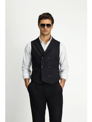 Kiğılı Slim Fit Dar Kesim Desenli Klasik Kruvaze Yelek