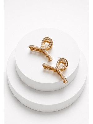 New Obsessions 2 Adet 4 cm Metal Inci Dekorlu Damla Mandal Toka