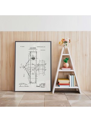 Pegziz Uçan Makine Patent Teknik Çizimi Tablosu Havacılık Duvar Dekor Tablo
