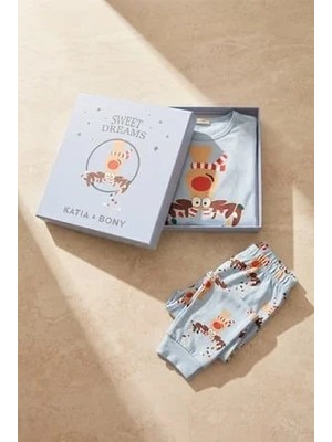 Bony Socks Lovely Deer Kutulu Çocuk Pijama Takımı Mavi