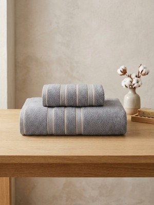 Asev Tekstil 90X150 & 50X90 cm Nevora 2'li Banyo Havlu Seti