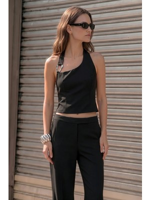 Sateen Aksesuar Detaylı Bluz - Siyah