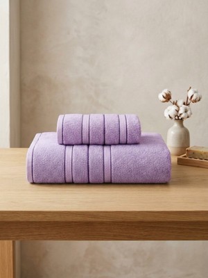 Asev Tekstil 90X150 & 50X90 cm Nevora 2'li Banyo Havlu Seti