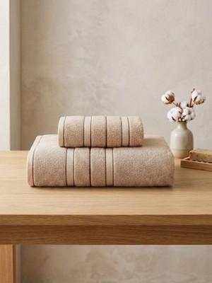 Asev Tekstil 90X150 & 50X90 cm Nevora 2'li Banyo Havlu Seti