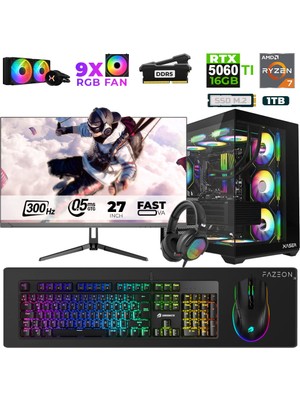 Xaser Star X550 Ryzen 7 7800X3D 32GB Ram 1tb M.2 Nvme SSD 16GB RTX5060TI 27" 300Hz Oyuncu Bilgisayarı