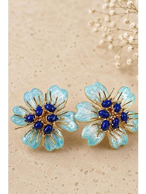 New Obsessions Aqua Bloom Gold Kadın Küpe