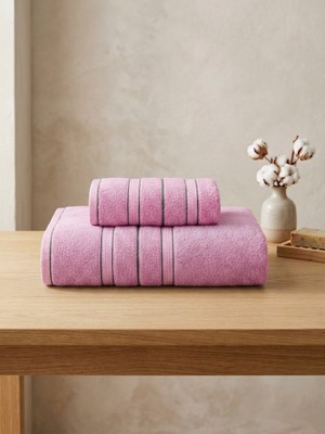 Asev Tekstil 90X150 & 50X90 cm Nevora 2'li Banyo Havlu Seti