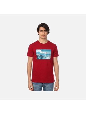 John Frank Free Erkek Bordo Baskılı T-Shirt