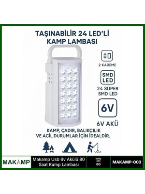 Senson Usv 6V Akülü 80 Saat Kamp Lambası Işıldak