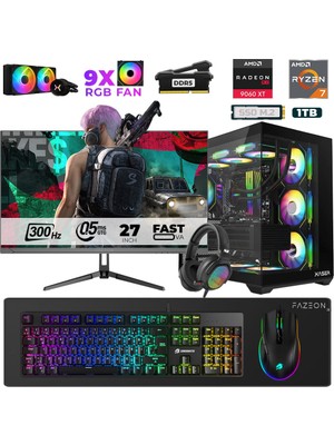 Xaser Star X590 Ryzen 7 7800X3D 32GB Ram 1tb M.2 Nvme SSD 16GB RX9060XT 27" 300Hz Oyuncu Bilgisayarı