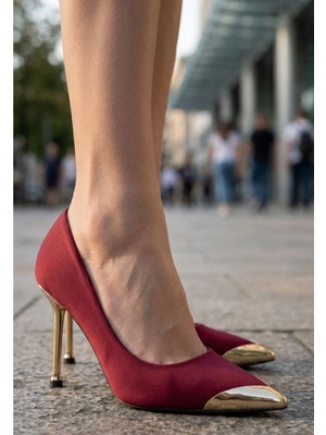 Shemard Norji Bordo Saten Stiletto Ayakkabı